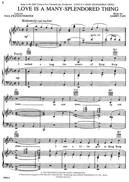 love is a many splendored thing free sheet music for piano pdf
